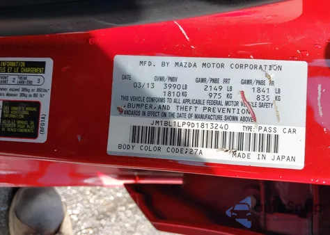 2013 Mazda Mazda3 I Touring из США, поврежденный, VIN JM1BL1LP9D1813240